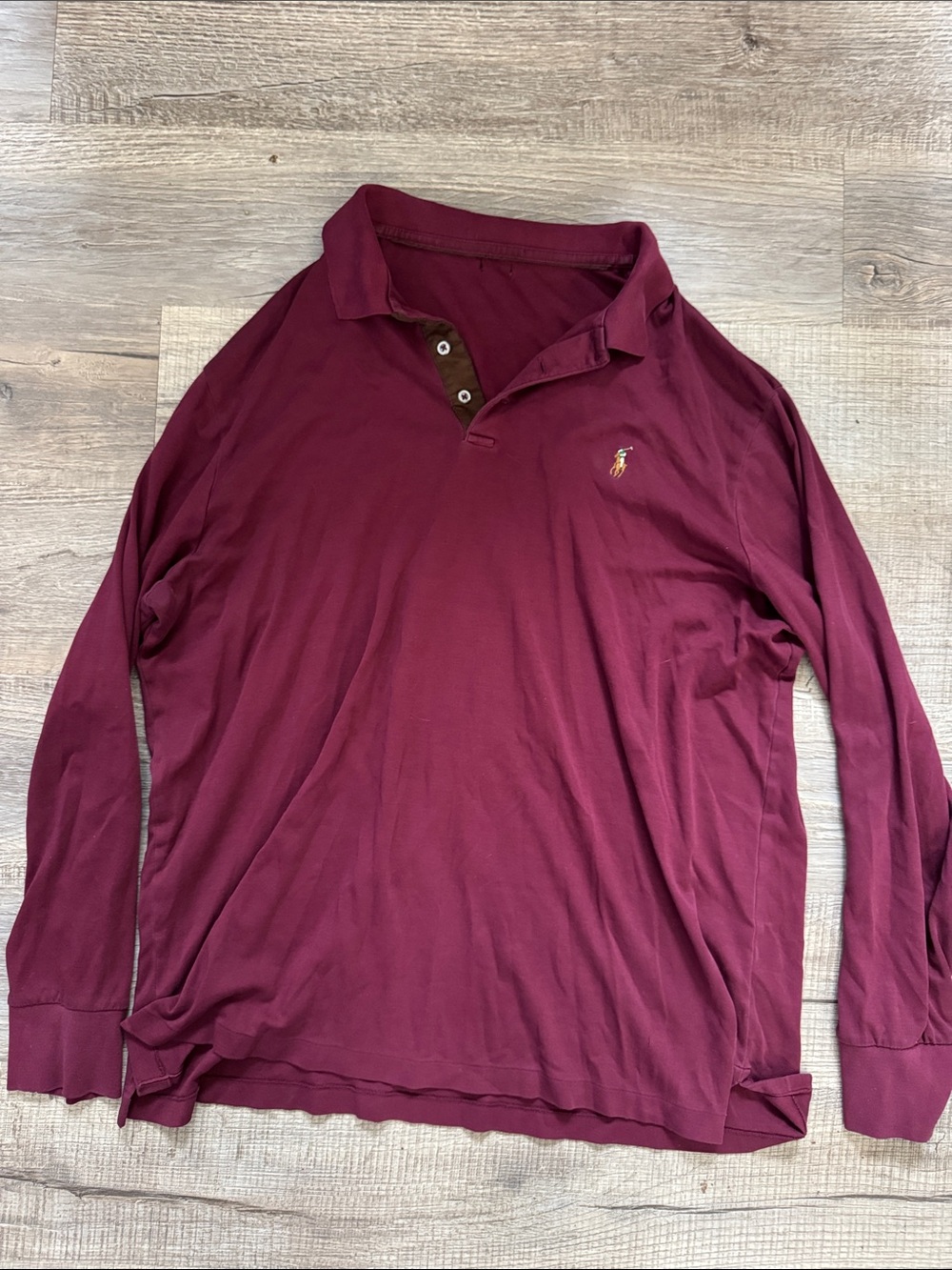 Ralph Lauren flesh pony size XL Long Sleeve Polo in Burgundy